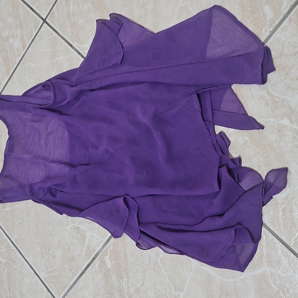 Chic Purple Ruffle Blouse - Picture 2 of 2